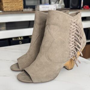 Carlos by Carlos Santana Taupe Peep-Toe Wedges